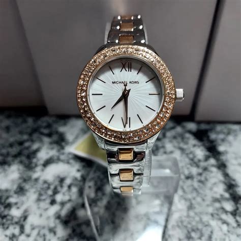 michael kors watch silver with rose gold face|rose gold watch with numbers.